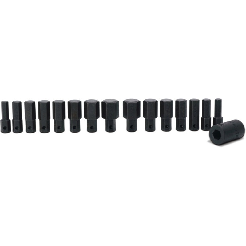 15-PC. 1/2 Drive SAE and Metric Impact Hex Insert and Driver Set