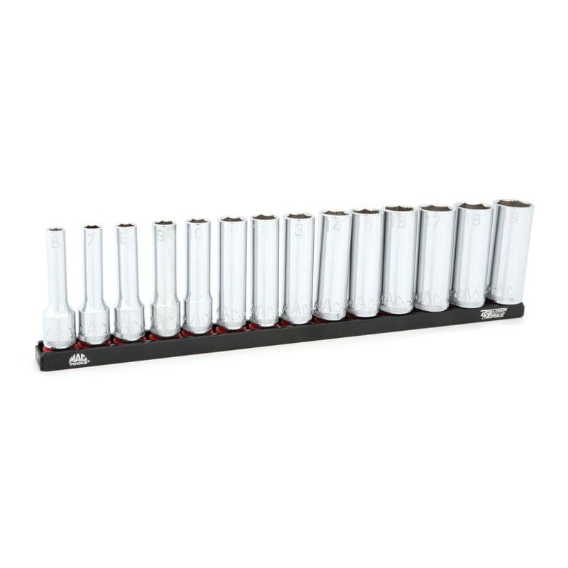 14-PC. 3/8" Drive Metric Deep Non-Slip Socket Set - 6-PT.