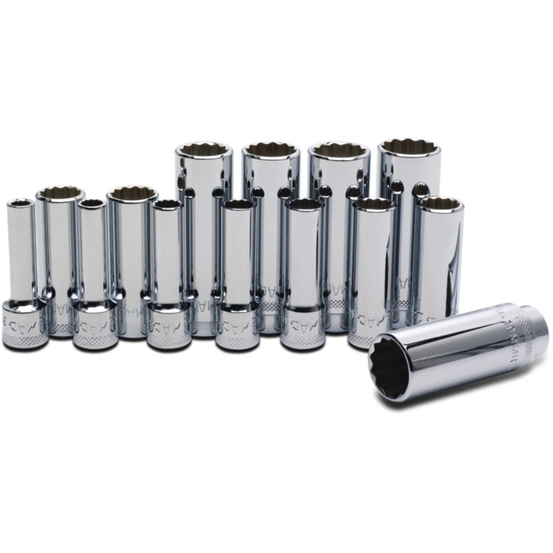 14-PC. 3/8" Drive Metric Deep Socket Set - 12-PT.