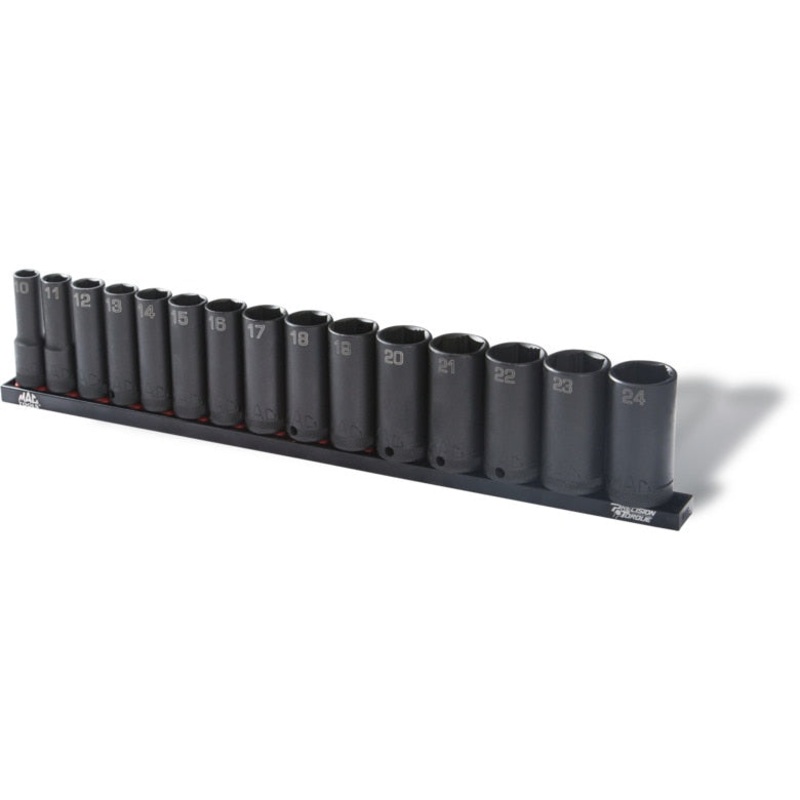 15-PC. 3/8" Drive Metric Deep Impact Socket Set - 6-PT.