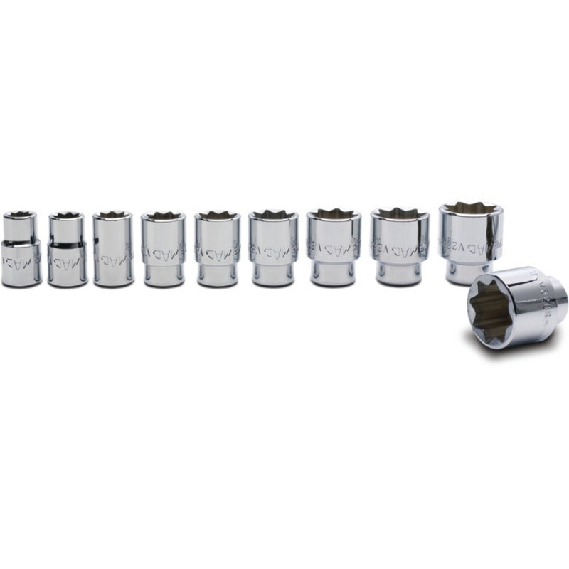 10-PC. 1/2" Drive SAE Socket Set - 8-PT.