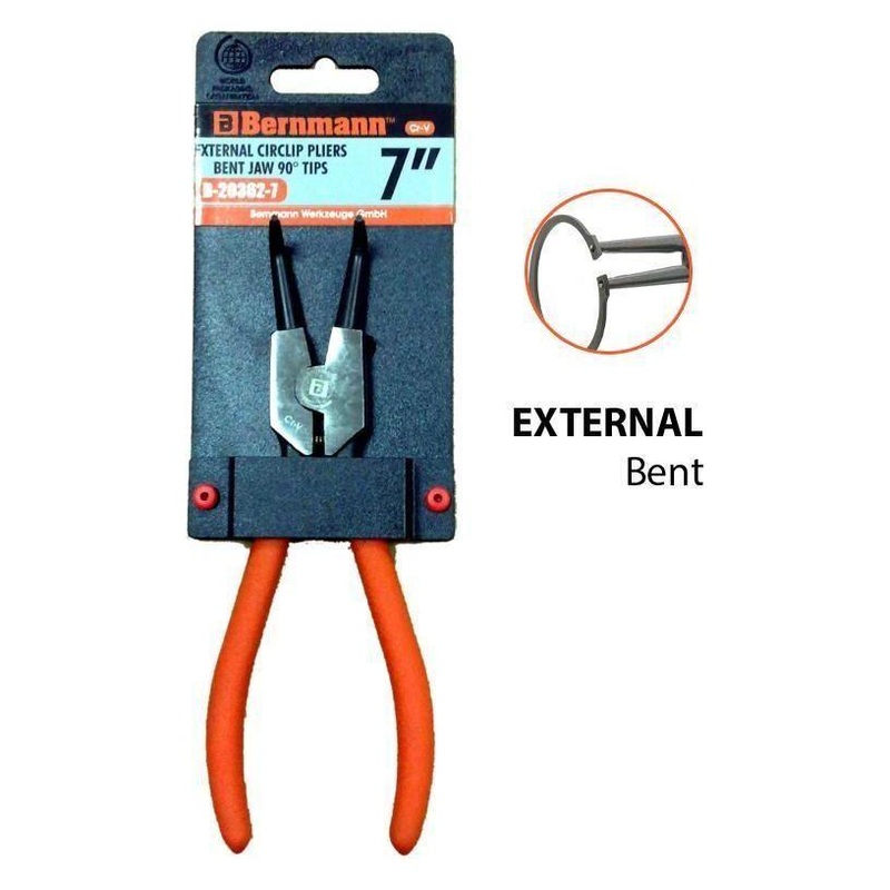 Bernmann External Snap Ring Pliers 7" (Bent Jaw)
