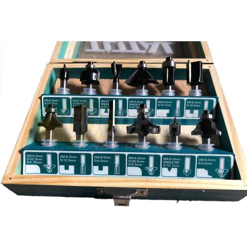 Total TACSR0121 Router Bit Set 6mm Shank (12pcs)