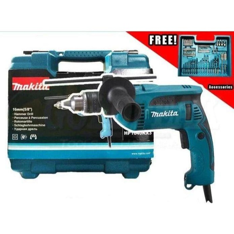 Makita HP1640KX3 Hammer Drill with Case (74pcs Accessories)