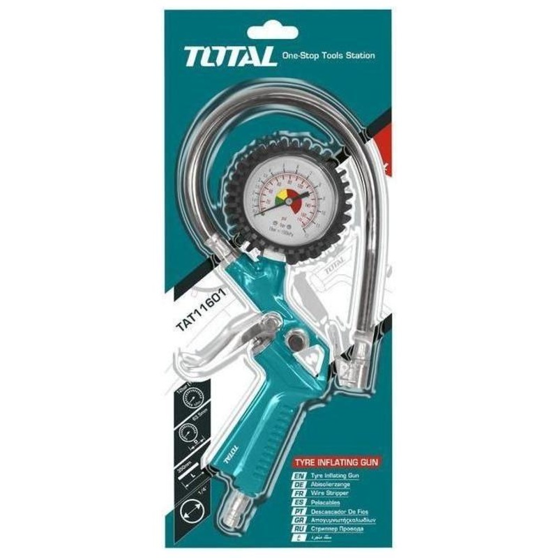 Total TAT11601 Tire Inflator Gun with Gauge