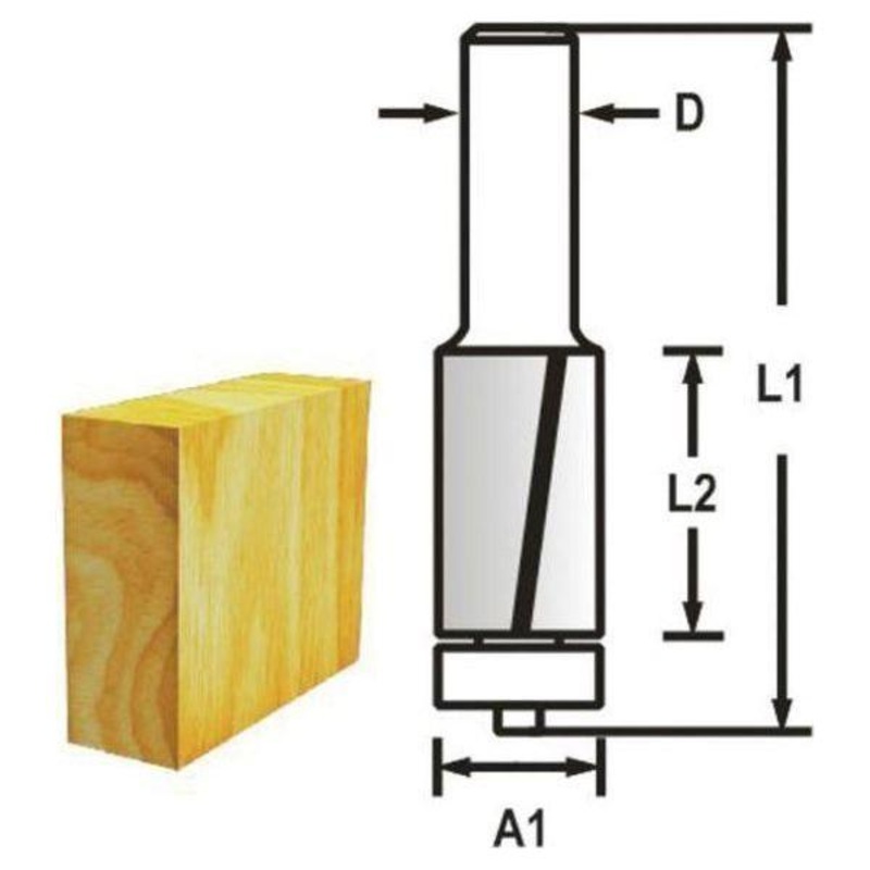 Makita Flush Trim Bit / Straight Router Bit with Bearing