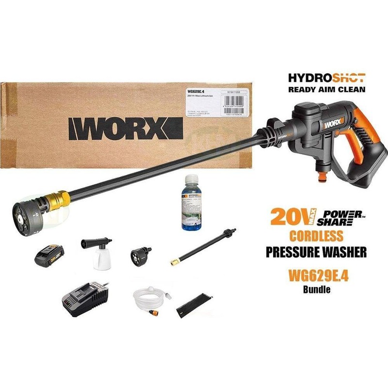 Worx WG629E.4 20V HydroShot Cordless Portable Pressure Washer Kit