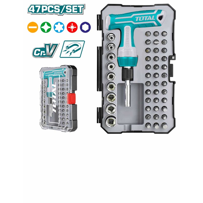 TOTAL TOOLS 47Pcs T-handle wrench screwdriver set - TACSD30476