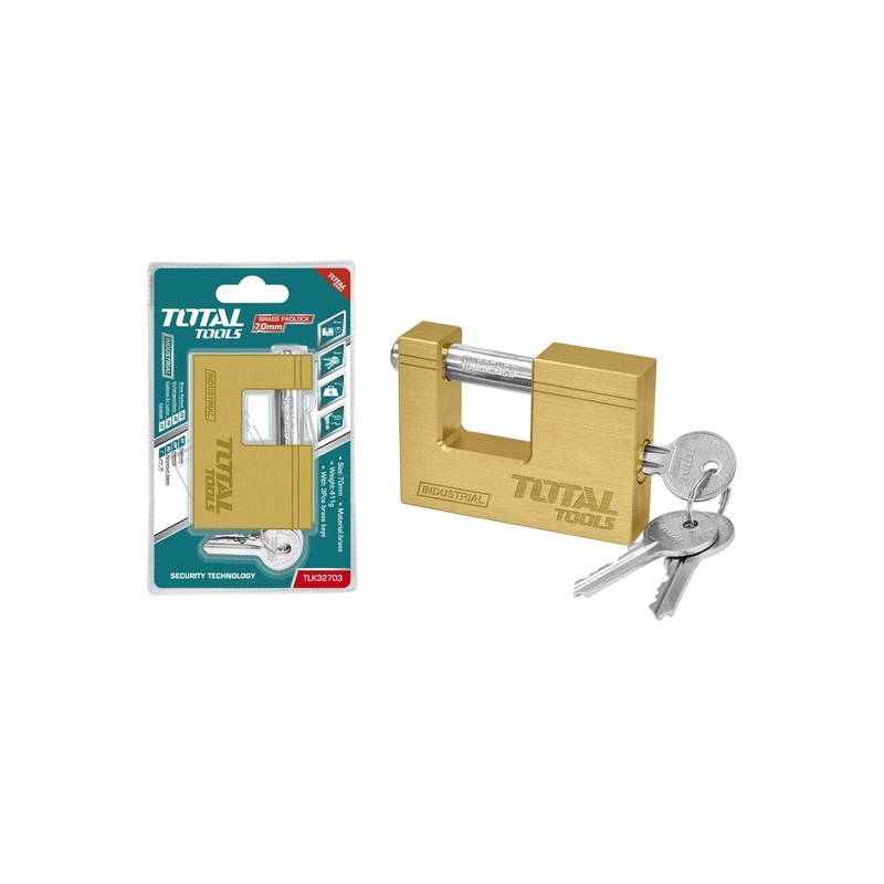 TOTAL TOOLS Heavy duty brass block padlock 70mm  - TLK32703