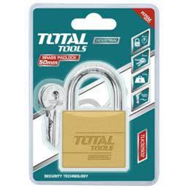 TOTAL TOOLS Heavy Duty Brass Padlock 50mm - TLK32502