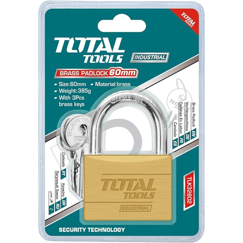 TOTAL TOOLS Heavy duty brass padlock 60mm - TLK32602