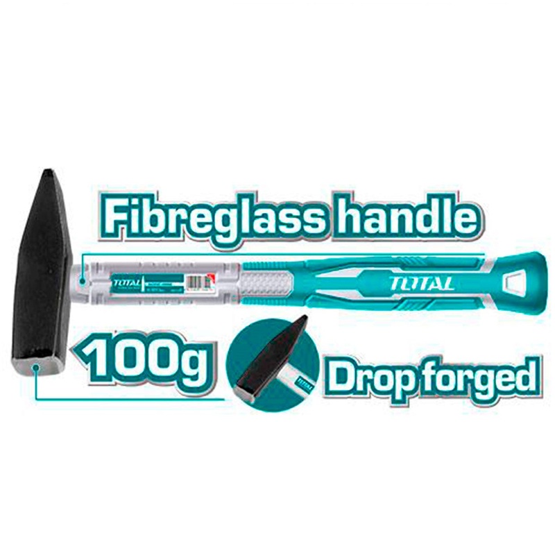 TOTAL TOOLS Machinist Hammer with Fiberglass Handle 100g - THTS71100