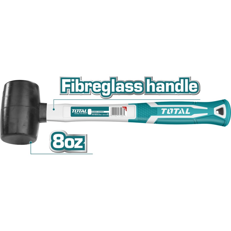 TOTAL TOOLS Rubber hammer With Fiberglass Handle 220g - THT76816