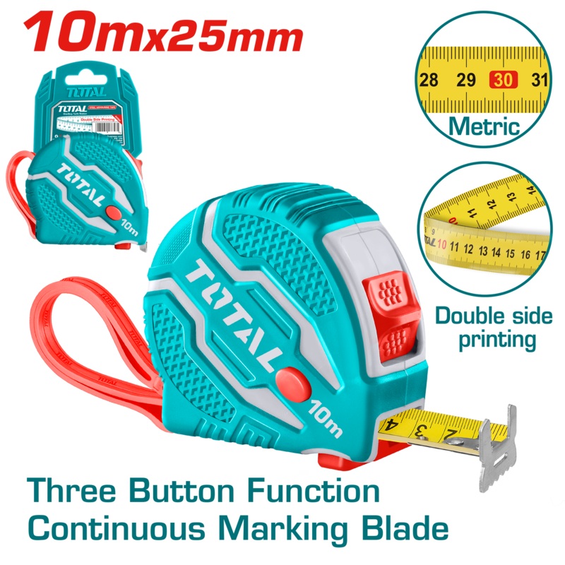 TOTAL TOOLS Steel measuring tape 10m x 25mm - TMT126101M