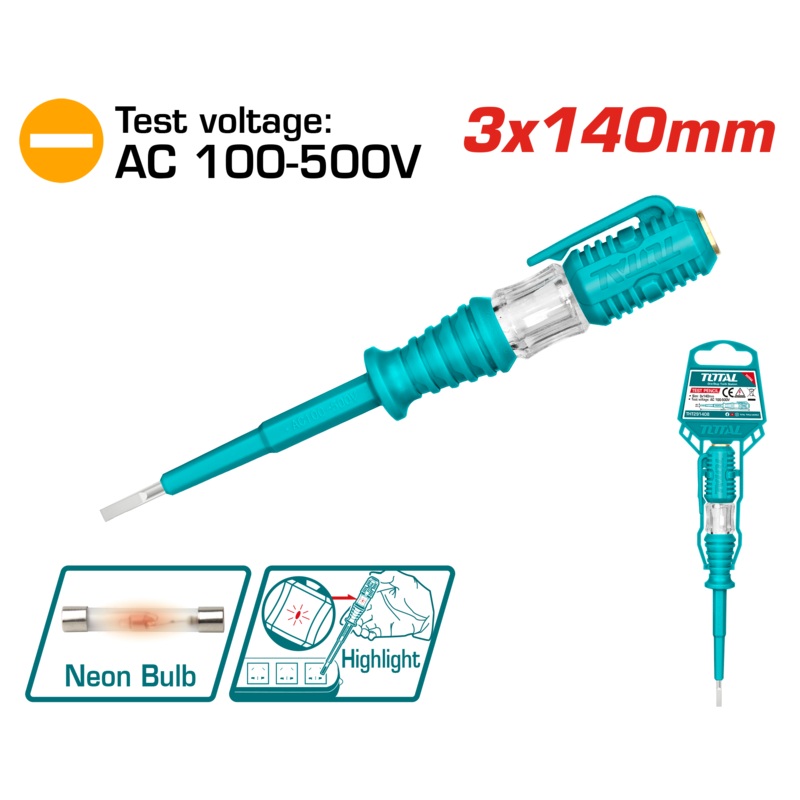 TOTAL TOOLS Test pencil 3 x 140mm / AC 100 - 500V - THT291408