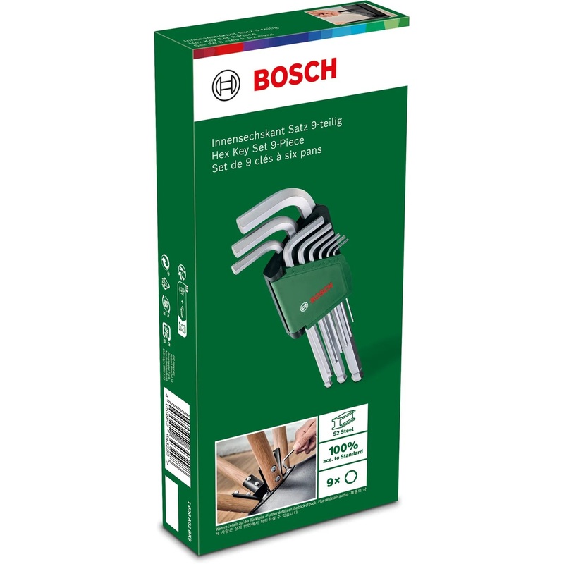 Bosch  Hex Key ball end  Set 9 Pcs 1.5 : 10 mm - 1600A02BX9