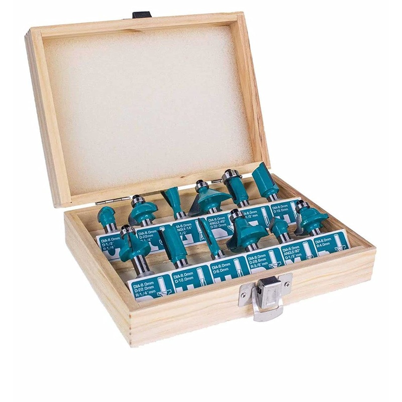 TOTAL TOOLS 12Pcs Router bits set (8mm) - TACSR1121