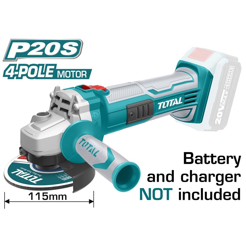 TOTAL TOOLS Lithium-Ion angle grinder 20V / Disc 115mm - TAGLI1151