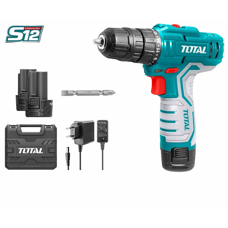 TOTAL TOOLS Lithium-Ion cordless drill 12V / Max.torque:20NM -TDLI12325