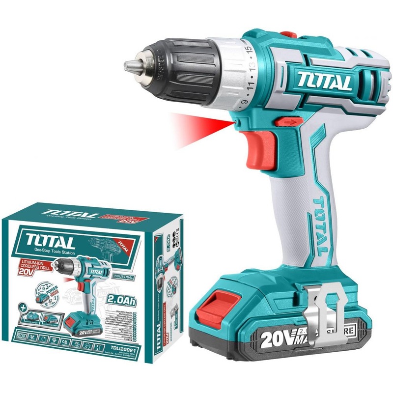 TOTAL TOOLS Lithium-Ion cordless drill 20V / Max.torque:45NM - TDLI20021