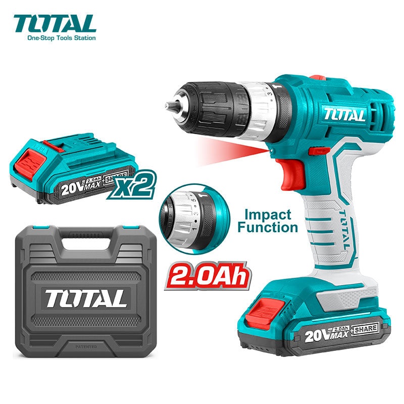TOTAL TOOLS Lithium-Ion impact drill /20V / Max.torque:45NM - TIDLI20012