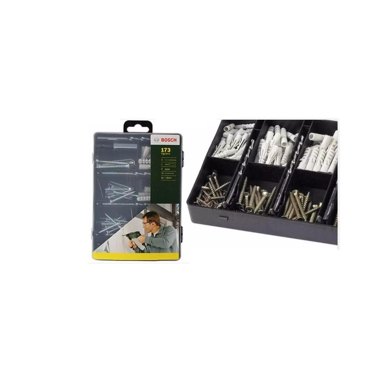 Bosch 2607019511 set of screws + Fisher + screwdriver threads, 173 pieces