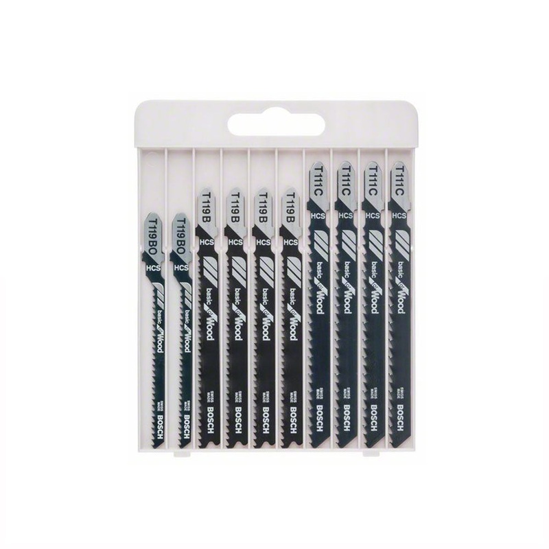 Bosch BASIC FOR WOOD JIGSAW BLADE SET, CASSETTE, 10-PIECES FOR JIGSAWS 2607010629