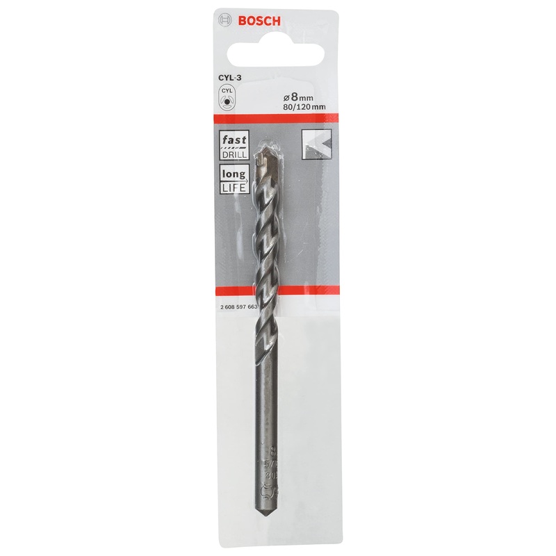 Bosch CYL-3 DRILL BIT FOR ROTARY DRILLS/DRIVERS, FOR IMPACT DRILL/DRIVERS 8 MM 2608597663