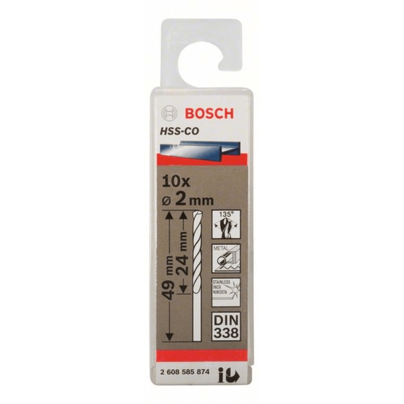Bosch HSS TWIST DRILL BIT COBALT FOR ROTARY DRILLS/DRIVERS 2 MM - 2608585874