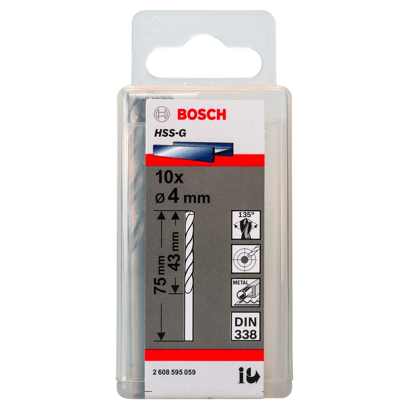Bosch HSS TWIST DRILL BIT GROUND FOR ROTARY DRILLS/DRIVERS 4 MM - 2608595059