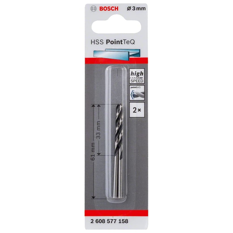 Bosch HSS TWIST DRILL BIT POINTTEQFOR ROTARY DRILLS/DRIVERS 3 MM - 2608577158
