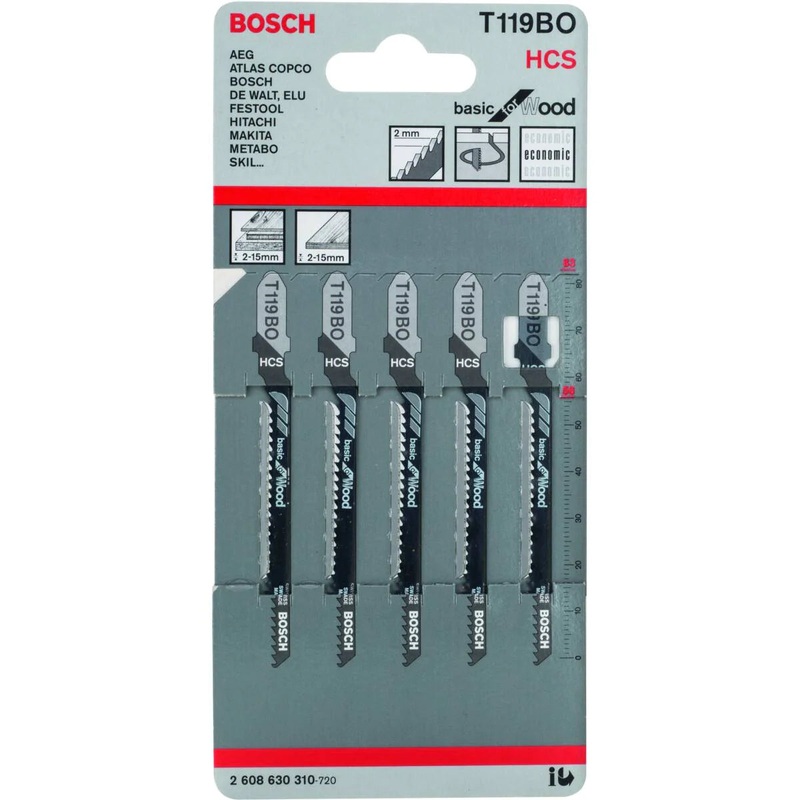 Bosch T 119 BO BASIC FOR WOOD JIGSAW BLADE FOR JIGSAWS 5 PICES  2608630310