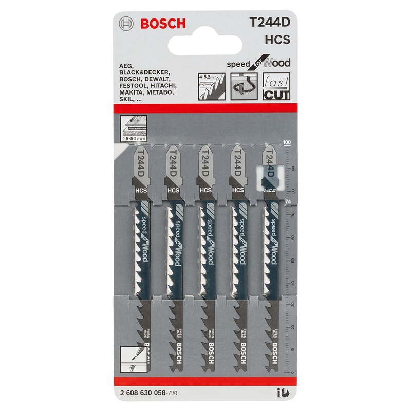 T 244 D SPEED FOR WOOD JIGSAW BLADE FOR JIGSAWS 5 PICES - 2608630058