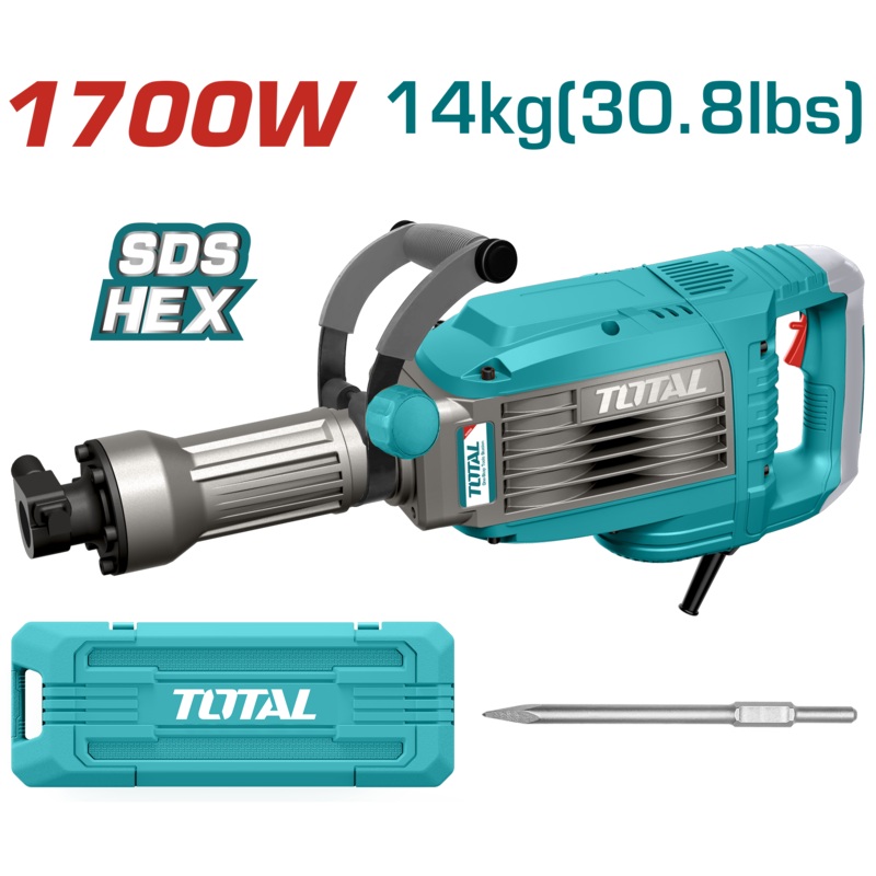 Total tools Demolition breaker 1700 w - 14 kg + 1pcs chisels  TH217068