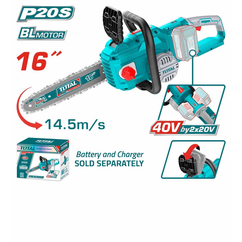 Total tools  Li-ion Brushless Chain Saw 20V 16" without battery and charger -TGSLI40168