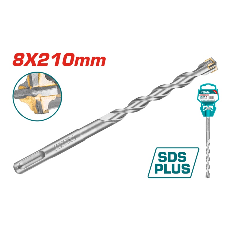 Total tools SDS plus hammer drill bit Cross head  8 * 210 mm  - TAC310803C