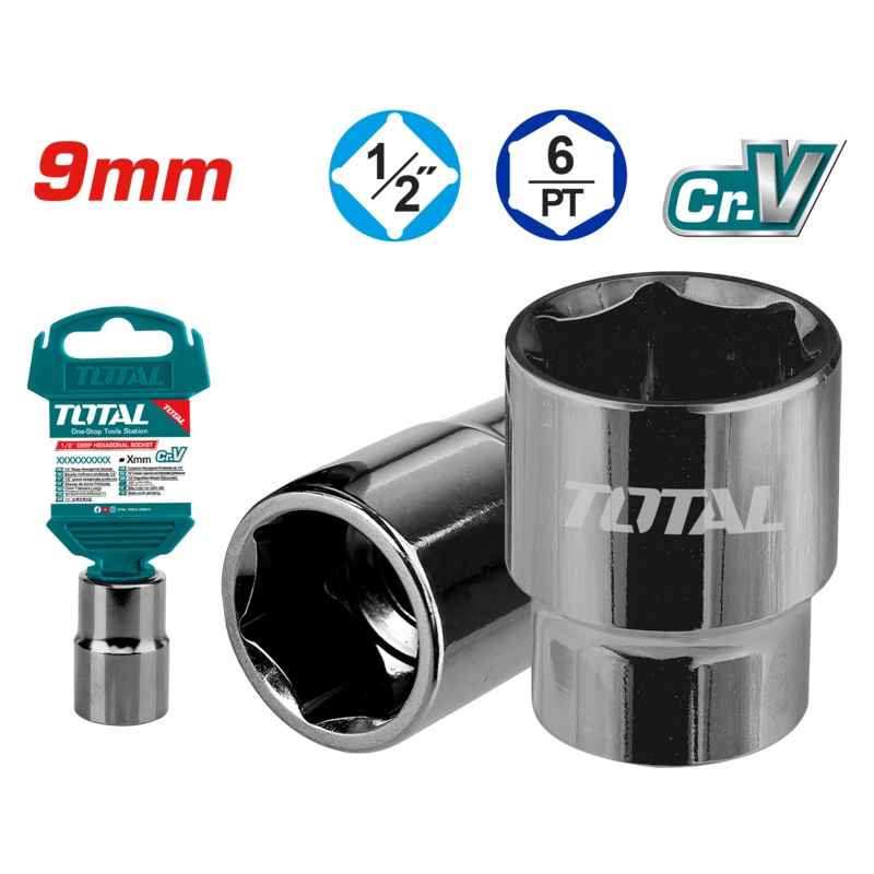 Total tools 1/2" Hexagonal socket 9 mm - THTST12091