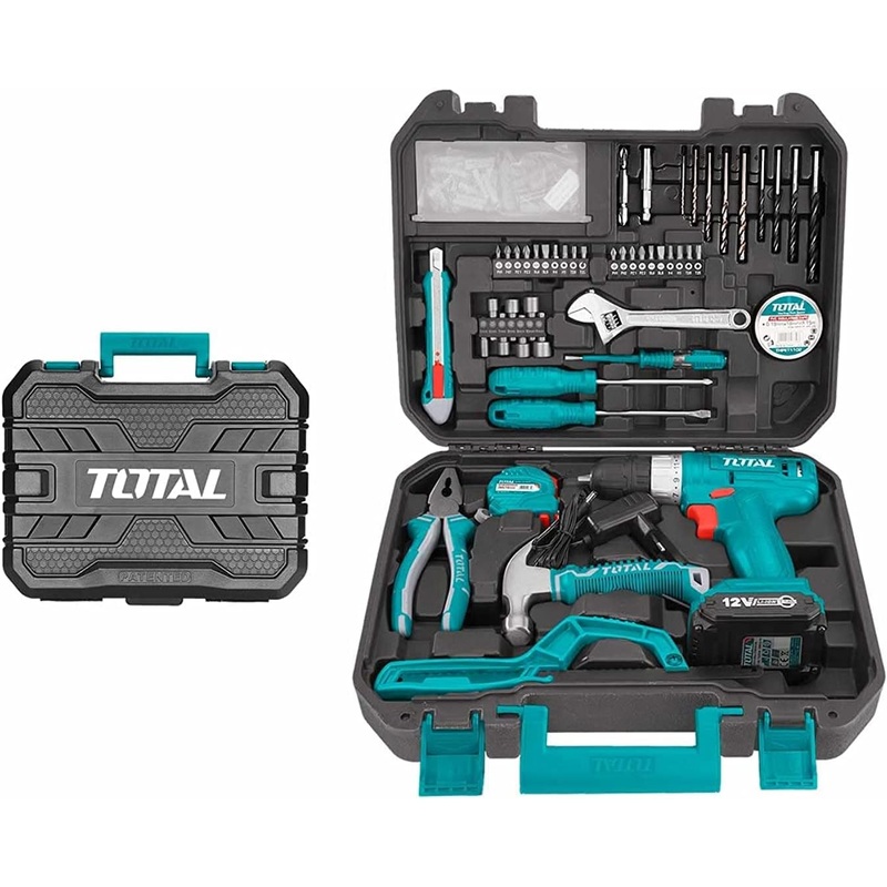 Total tools 128 Pcs tools set with   12V  Li-ion cordless drill - THKTHP11282A