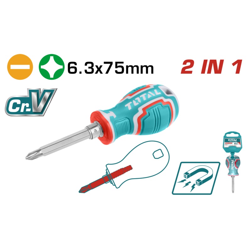 Total tools 2 In 1 interchangeable screwdriver set - THT250216