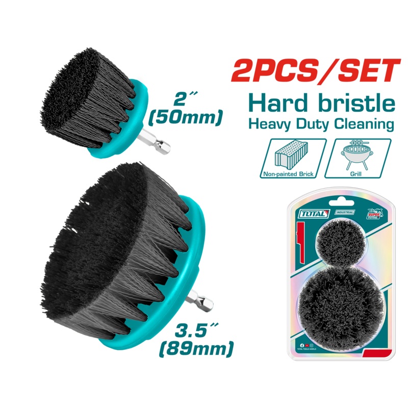 Total tools 2 Pcs hard bristle brush set for cleaning applications - TACH1235