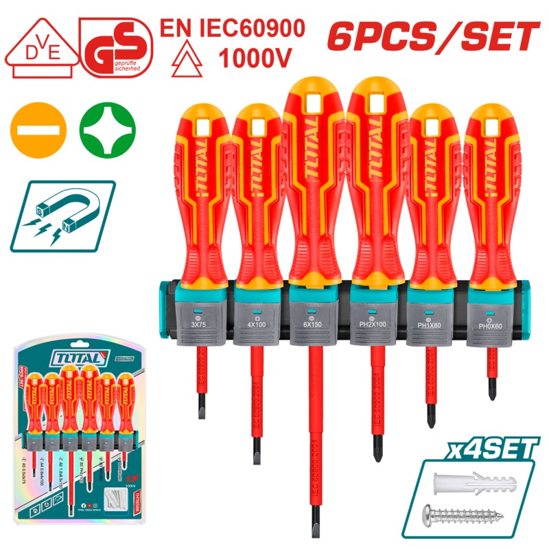 Total tools 6 Pcs insulated screwdriver set - THTIS566