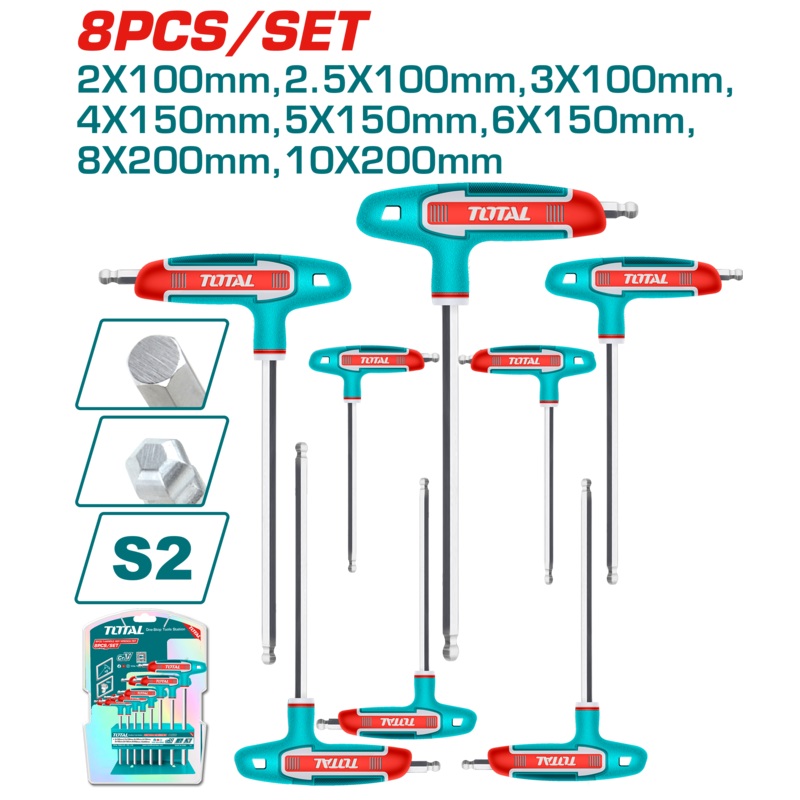Total tools 8 Pcs T-handle ball point hex wrench set  2 : 10 MM - THHW80826