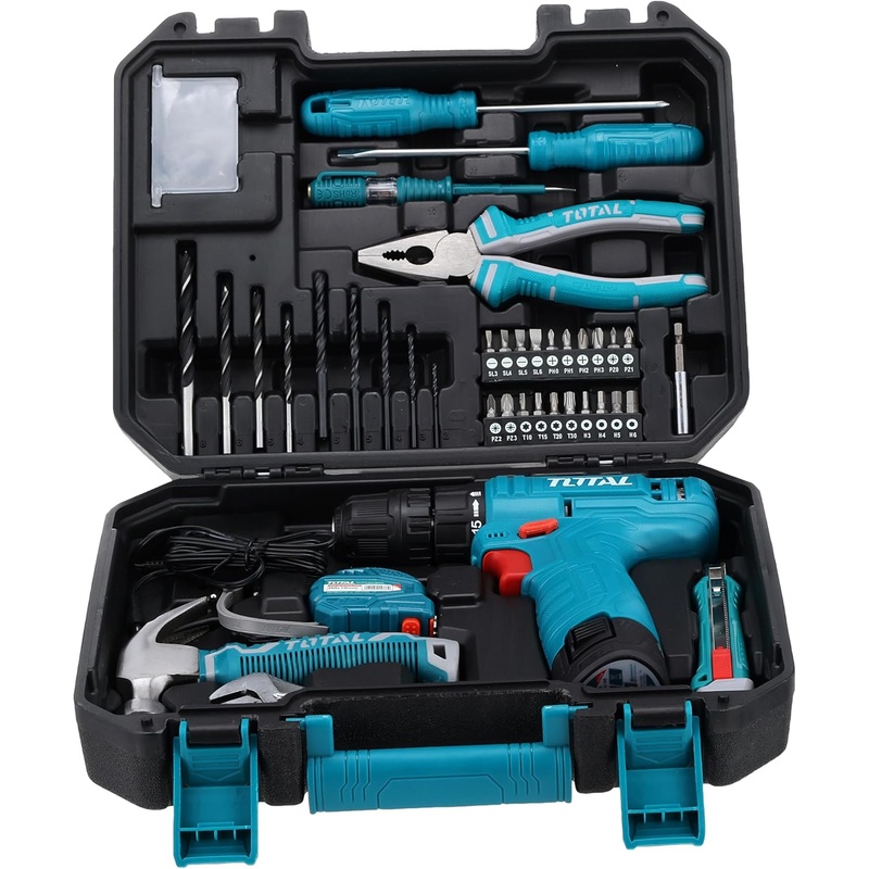 Total tools 81 Pcs tools set  with 12V Li-ion cordless drill  - THKTHP10812A
