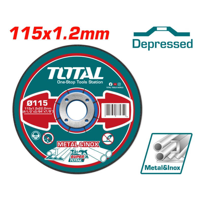 Total tools Abrasive metal cutting disc  4.5 inch 1.2 mm  -   TAC2121152