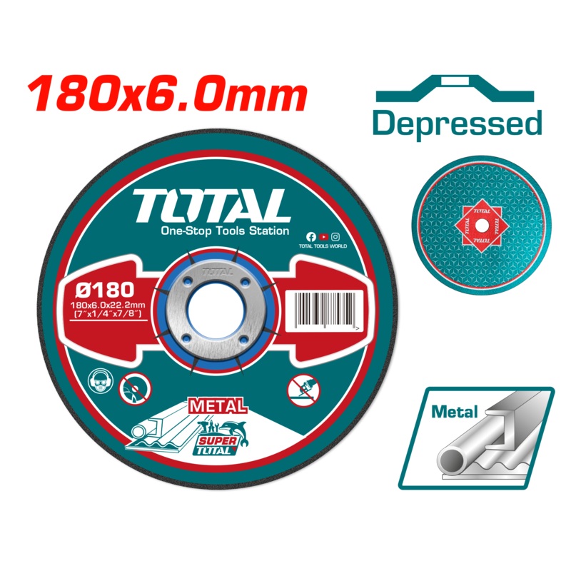 Total tools Abrasive metal grinding disc 7 inch 6 mm  - TAC2231801