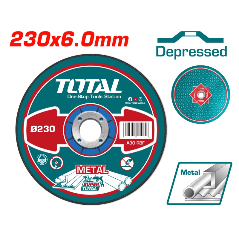 Total tools Abrasive metal grinding disc disc 9 inch 6 mm  -  TAC2232301