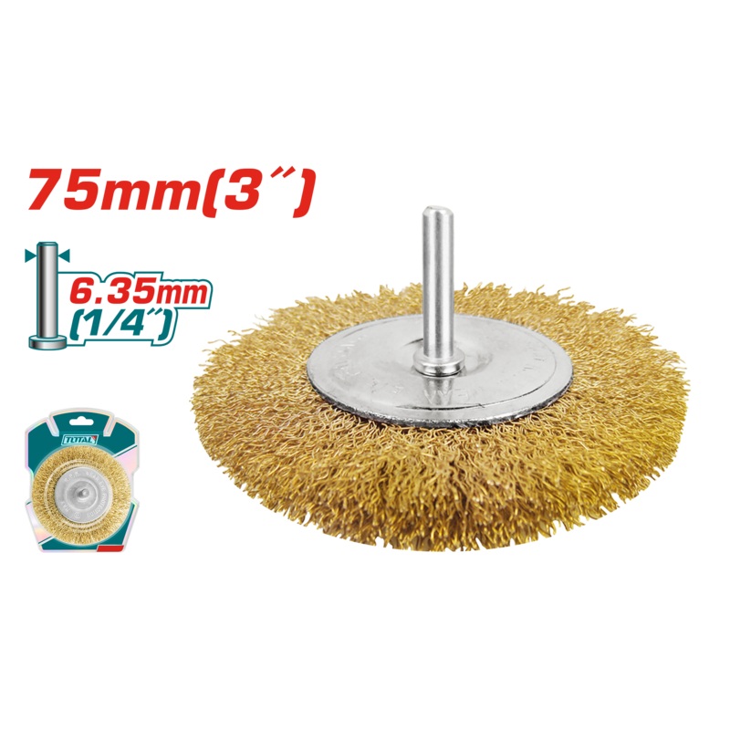 Total tools Circular grinding wire brush 75MM with 1/4" Shank  - TAC34031