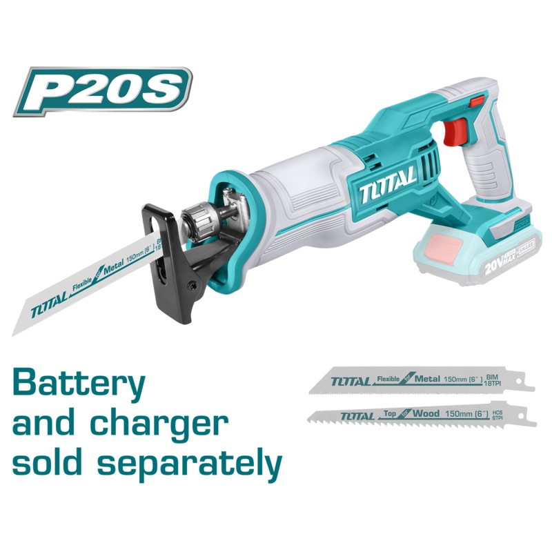 Total tools Cordless reciprocating saw 20V withot Battery and charger -TRSLI1152