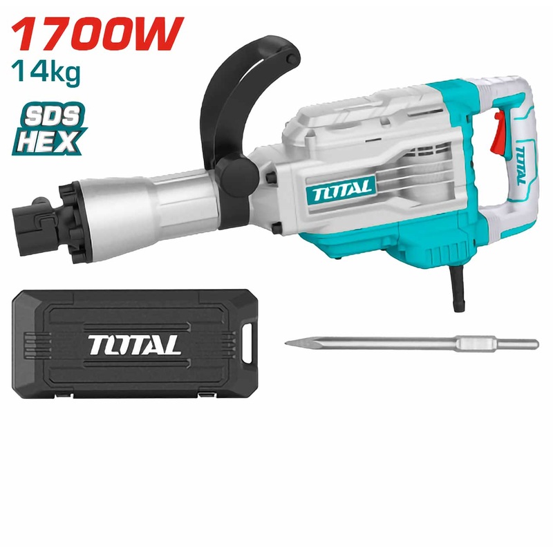 Total tools Demolition breaker HEX chuck 1700 W 14kgs + chisel - TH217458