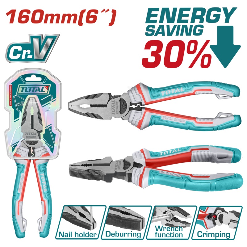 Total tools High leverage 6" combination pliers  30% Energy saving   - THT210606S